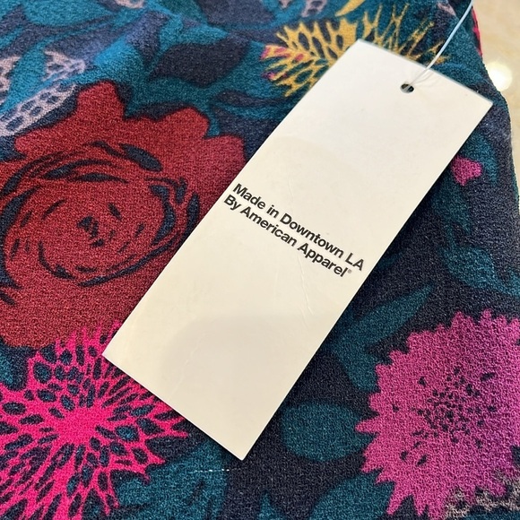 NEW American Apparel | Long Sleeve Crepe Dress | Teal Floral | Medium‎ - Picture 10 of 13